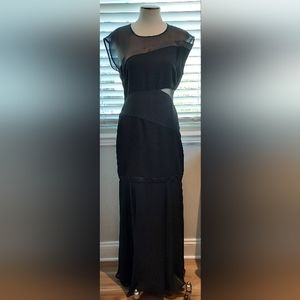 Halston Heritage Long Black Elegant Cocktail Dress with flaws Sz 4